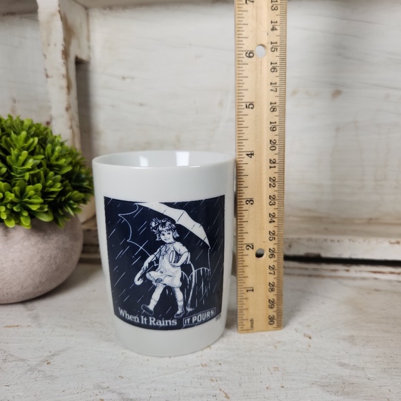 VTG Morton Salt Girl Porcelain Coffee Mug 1921 Logo When it Rains it Pours Japan - Picture 8 of 8